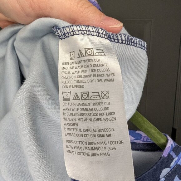 Isaac Mizrahi Live! Blue Floral Pima V-Neck Swing Dress Women's Small Petite - Picture 6 of 6